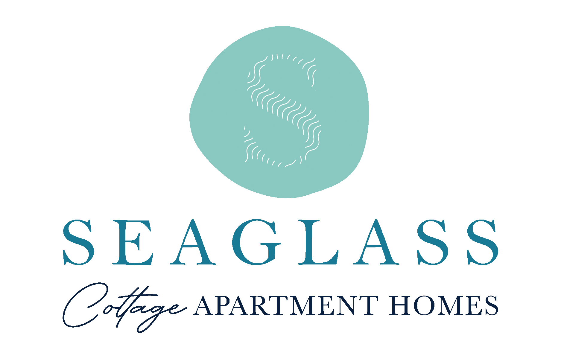 A logo with the text SEAGLASS Cottage Apartment Homes.